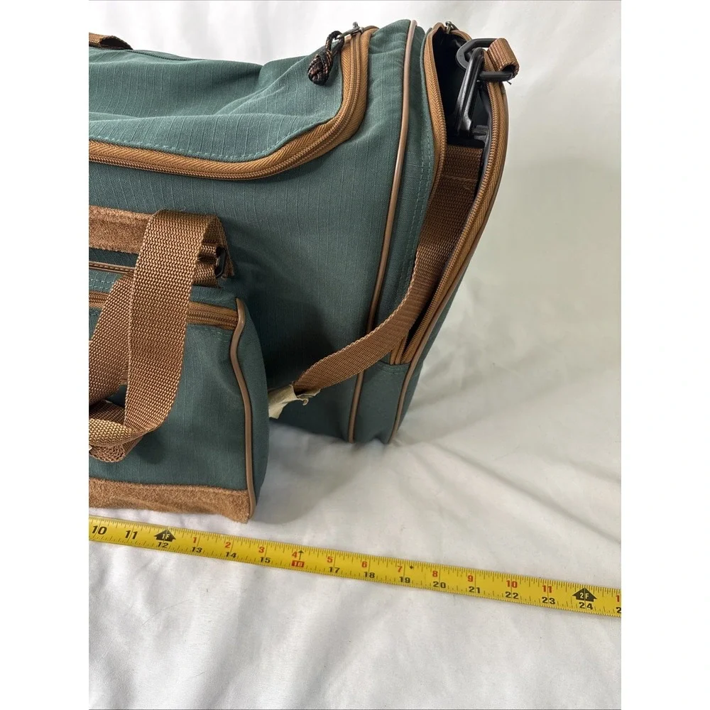 Vtg Outbrook Duffel Bag Set Green Canvas Suede Detachable Travel Organizer NEW